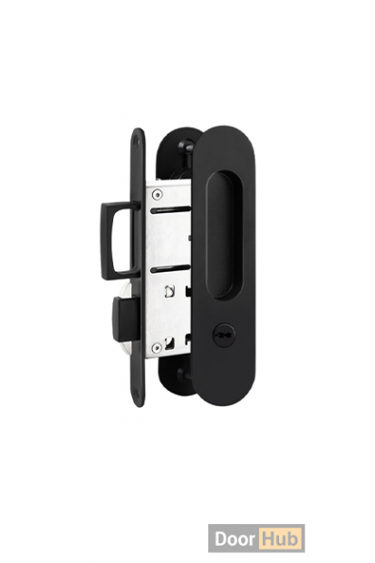 Black Sliding Door Handle Set – Telescopic Lock Mechanism for Wooden & Aluminium Doors